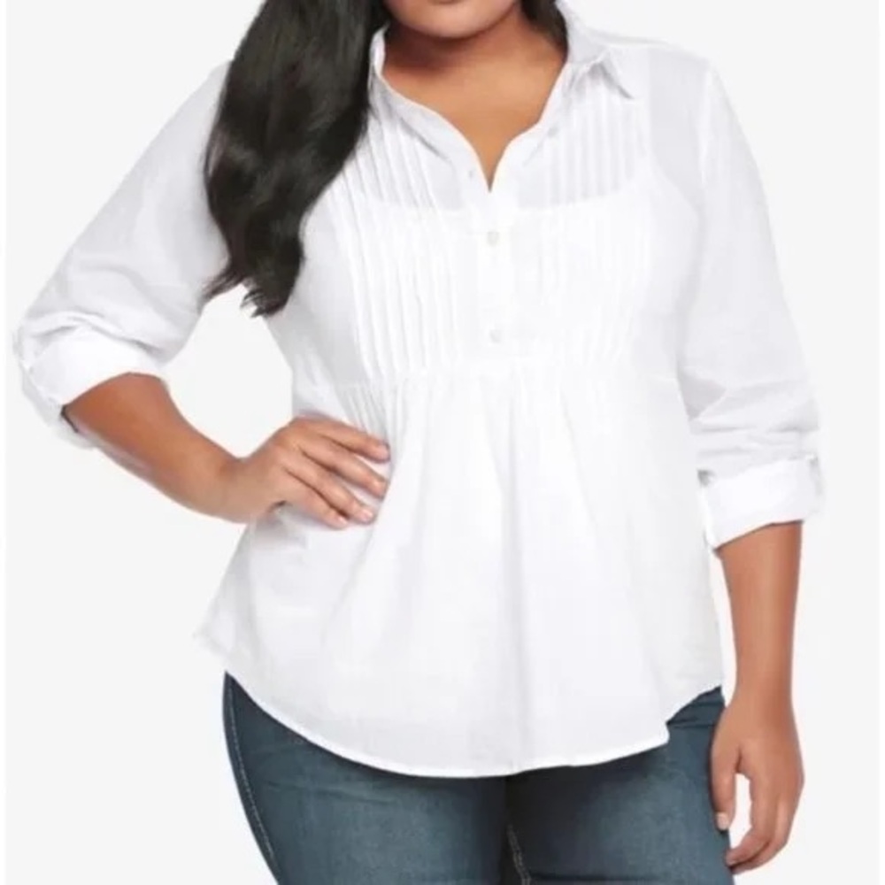 Torrid Pintuck Button Front Tunic